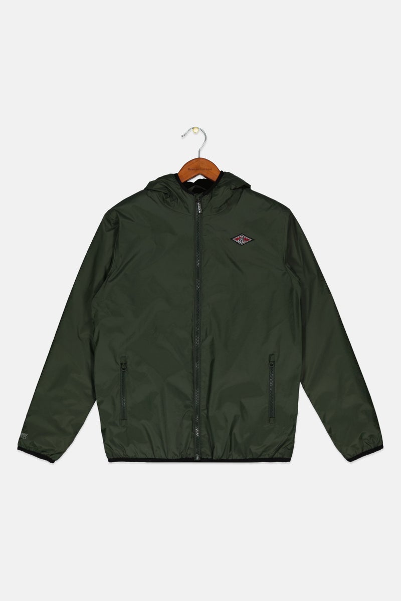 Bear Surfboards Kids Boy Hooded Parka Jacket, Dark Olive - Image 1