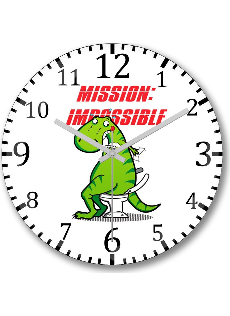 Baskı Dükkanı Print Shop Dinosaur Mission Impossible Wall Clock Domed Real Glass  - Image 1
