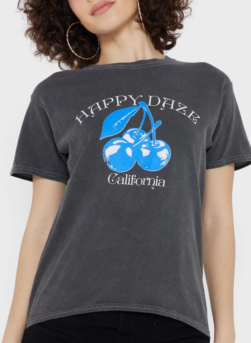 TOPSHOP Round Neck Graphic T-Shirt