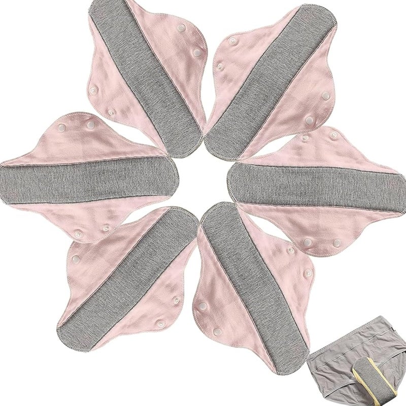 Reusable Graphene Incontinence Pads Leakproof Absorbent for Women Elderly Care 6 PCS - Image 1