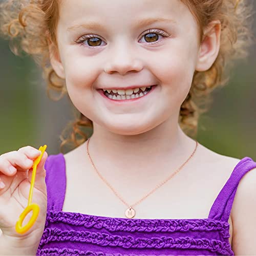 Hidepoo Disc Initial Necklace for Women Gifts - 14K Rose Gold Filled Personalized Letter Necklace Tiny Double Side Engraved Initial Necklace Gifts for Women Birthday Gifts - Image 3