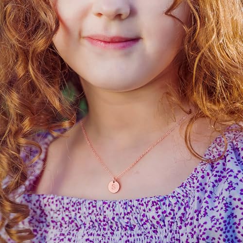 Hidepoo Disc Initial Necklace for Women Gifts - 14K Rose Gold Filled Personalized Letter Necklace Tiny Double Side Engraved Initial Necklace Gifts for Women Birthday Gifts - Image 2