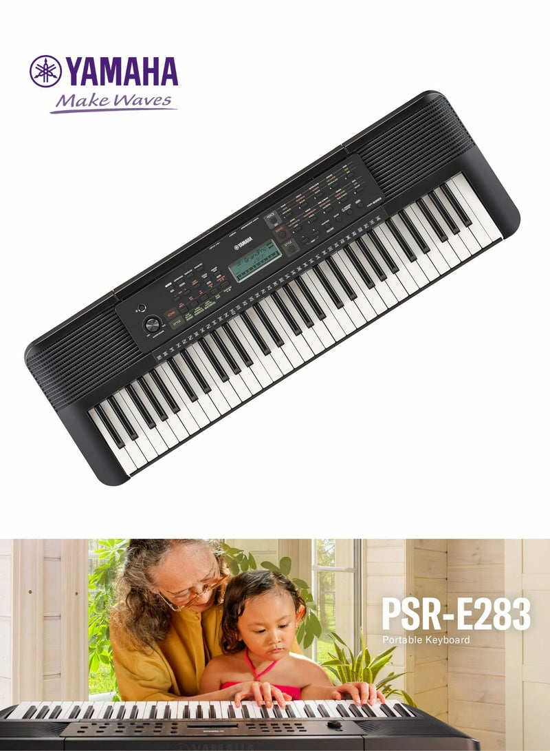 ياماها كيبورد موسيقي ياماها PSR-E283 بيانو 61 مفتاح 410 نغمة 150 إيقاع مع محول طاقة PA-130 - Image 4