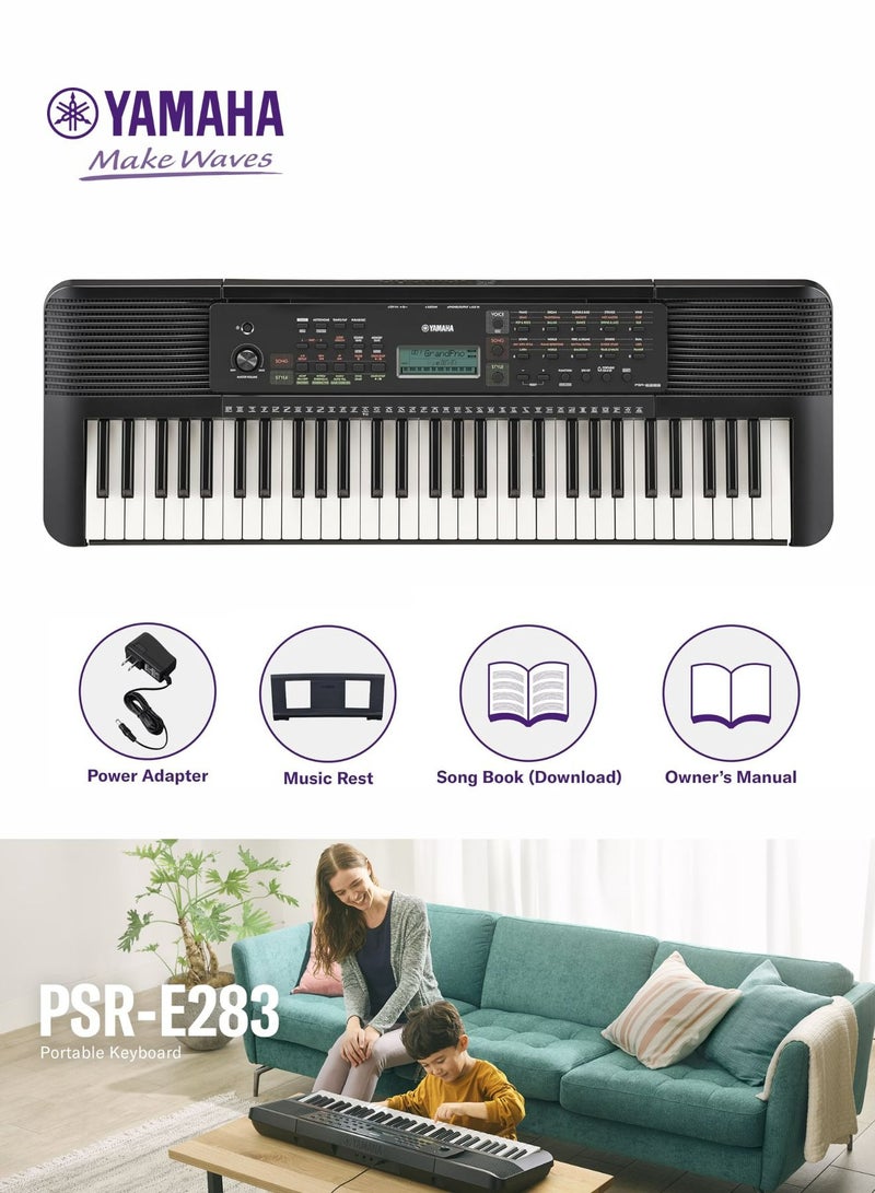 ياماها كيبورد موسيقي ياماها PSR-E283 بيانو 61 مفتاح 410 نغمة 150 إيقاع مع محول طاقة PA-130 - Image 2
