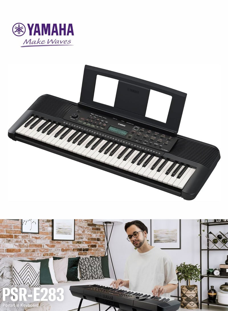 ياماها كيبورد موسيقي ياماها PSR-E283 بيانو 61 مفتاح 410 نغمة 150 إيقاع مع محول طاقة PA-130 - Image 1