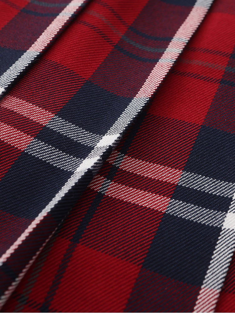 بالابالا تنورة بكسرات وطبعة مربعات للبنات - Image 4