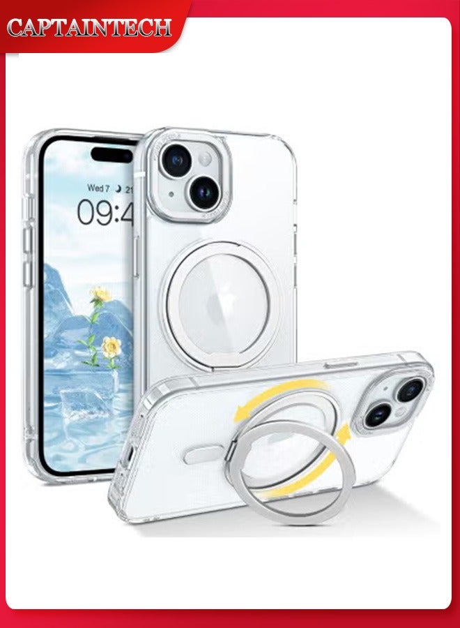 Captaintech iPhone 15 Case – 360° Magnetic Ring Stand,  Non-Yellowing (MagSafe Compatible) - Image 1