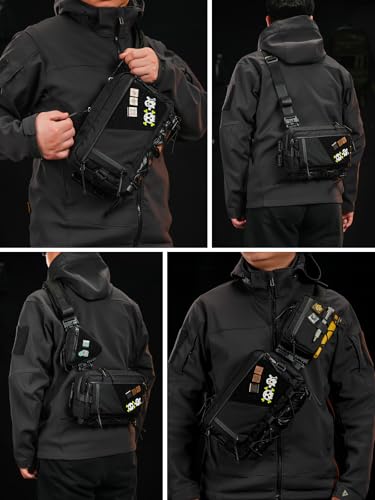 TACTICAL_GEEK Cache L6 EDC Modular Sling Bag, Lightweight Crossbody Shoulder Bag, Travel Chest Bag, Shoulder Daypack for Everyday Carry, Casual Travel, Hiking, and Outdoor Sports （Black） - Image 5