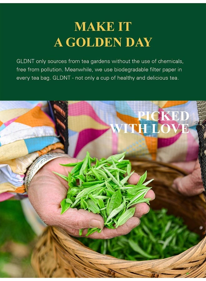 GLDNT أكياس شاي أخضر عضوي GLDNT طبيعية نقية شاي أخضر عضوي سوبر مضاد للأكسدة مع كافيين 100 قطعة - Image 4