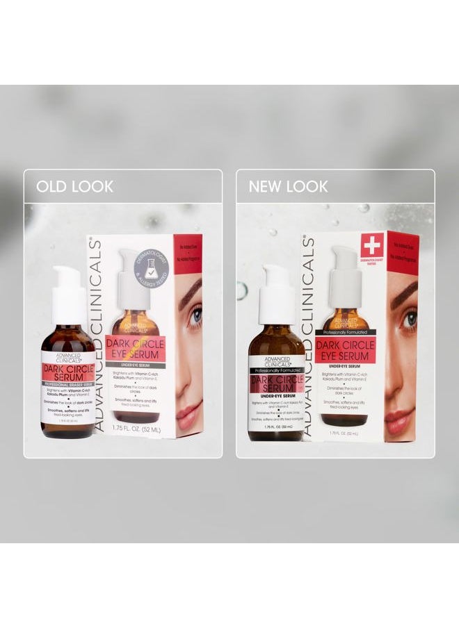 Advanced Clinicals Dark Circle Under Eye Serum Anti Aging Brightening Facial Treatment Targets Look Of Puffy Eyes, Crows Feet, & Sagging Skin W/Vitamin C, Hyaluronic Acid, & Ferulic Acid, 1.75 Fl Oz  - Image 2