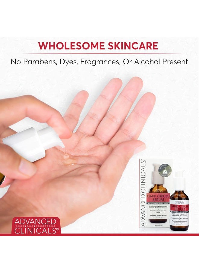 Advanced Clinicals Dark Circle Under Eye Serum Anti Aging Brightening Facial Treatment Targets Look Of Puffy Eyes, Crows Feet, & Sagging Skin W/Vitamin C, Hyaluronic Acid, & Ferulic Acid, 1.75 Fl Oz  - Image 5