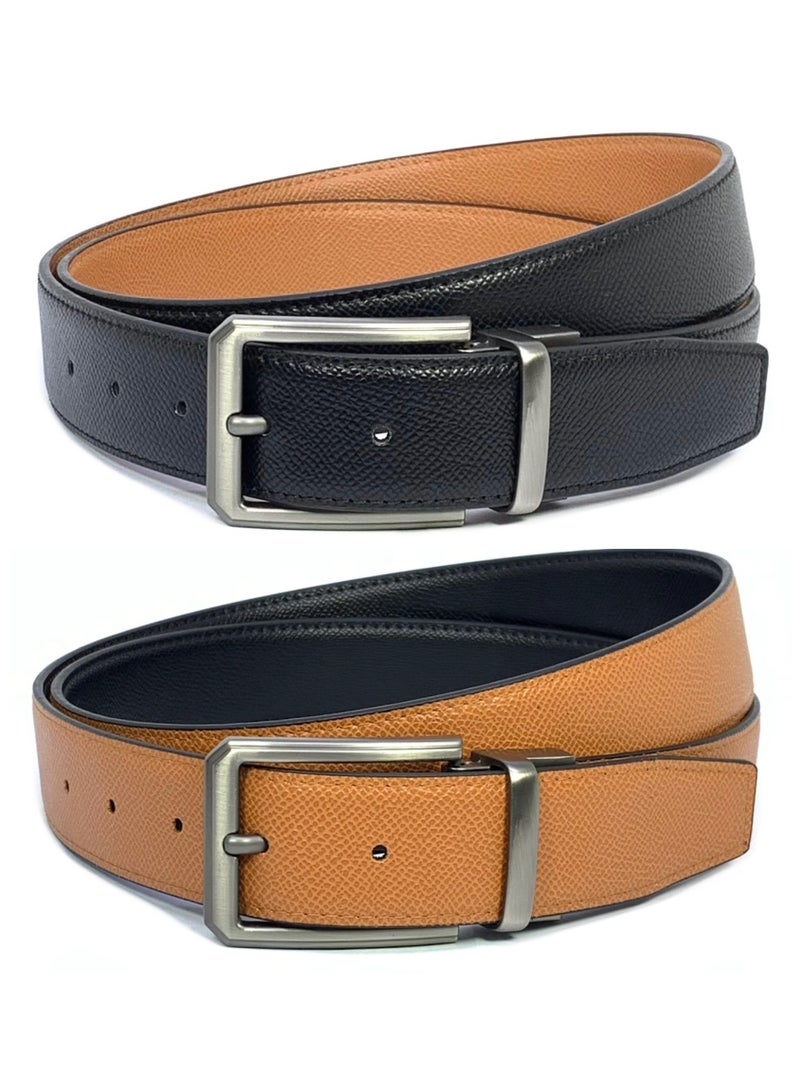 FOCUS Focus Faux Leather Reversible Belt for Men Stylish Formal Belt with Adjustable Buckle – Black & Brown Men's Belt for Formal Wear, Trouser Belt, Gifts for Men  - Image 1