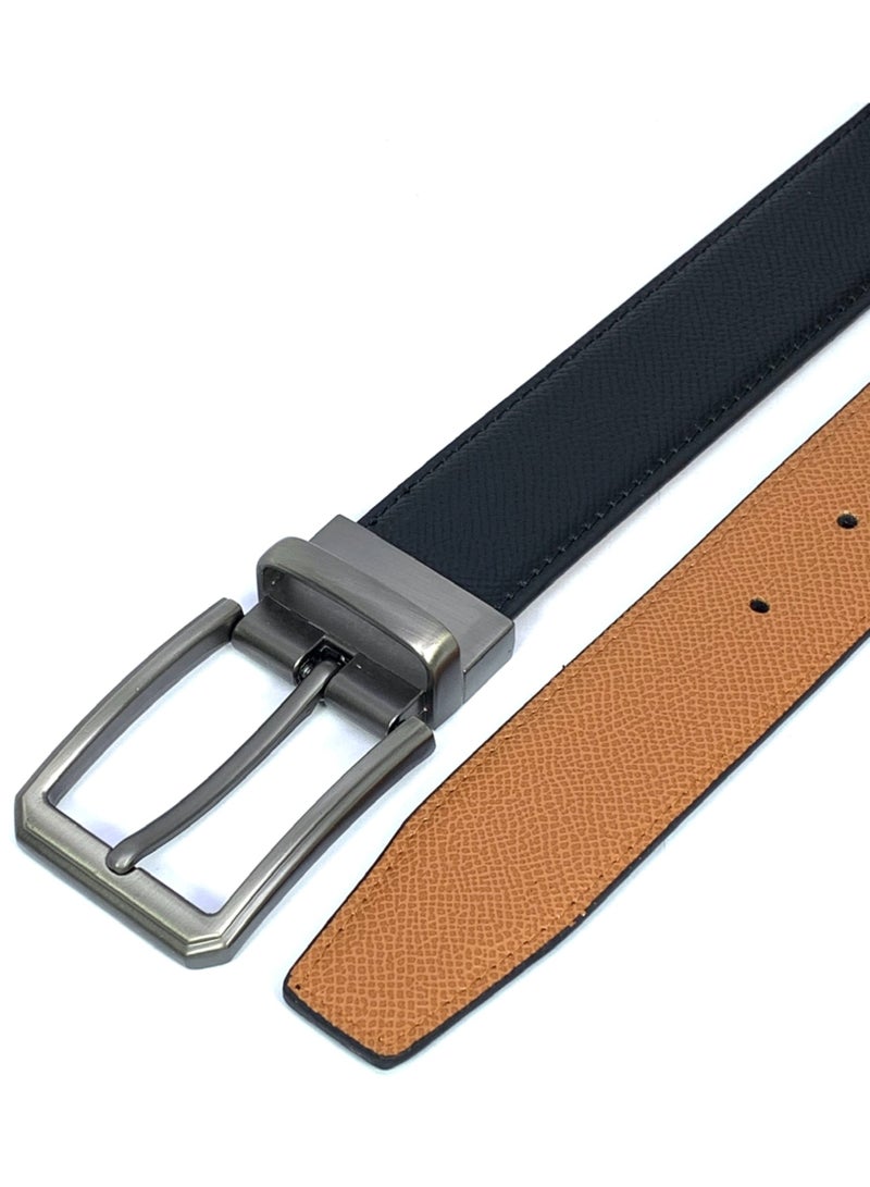 FOCUS Focus Faux Leather Reversible Belt for Men Stylish Formal Belt with Adjustable Buckle – Black & Brown Men's Belt for Formal Wear, Trouser Belt, Gifts for Men  - Image 2