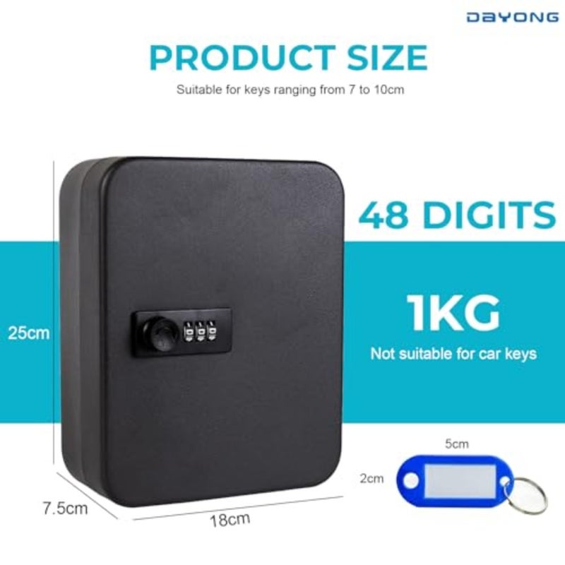 DAYONG Steel Key Box, Key Cabinet Wall Mount with Code and Key Tags, Keys Storage Lock Box for Indoor Outdoor-48 Keys Capacity. K-1-48 - Image 2