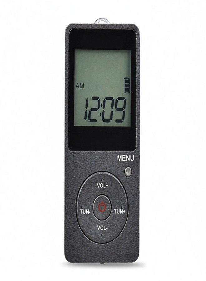 HRD-602 Portable Radio Receiver FM/AM Radio LCD Display Lock Button Pocket Radio with Earphone Sports Pedometer - Image 1