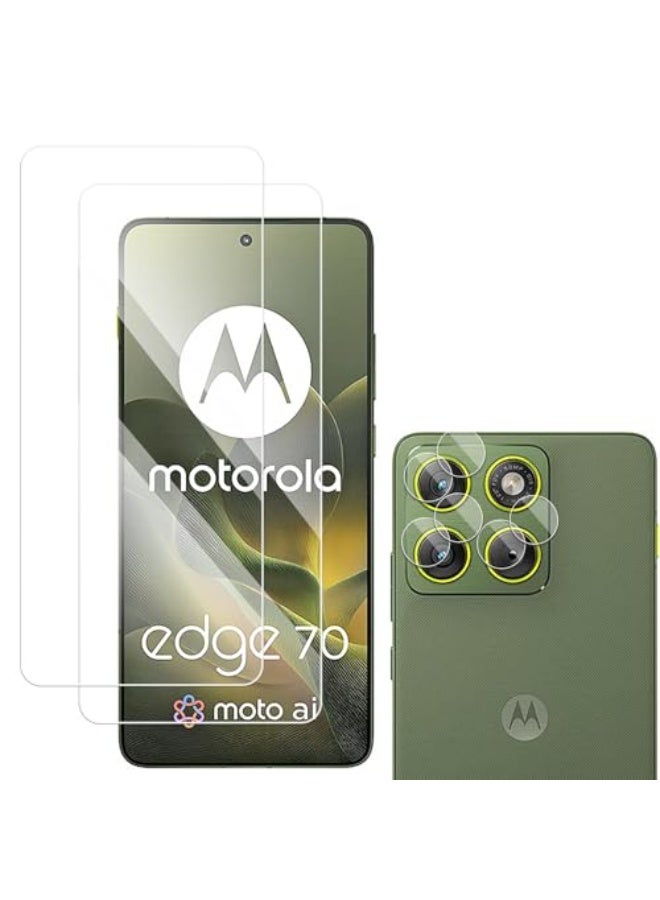 general [2+2 Pack] Compatible with Motorola Edge 70 2025 Screen Protector + Camera Lens Protector Tempered Glass, 9H Hardness Anti-scratch Anti-fingerprint Tempered Film for Moto Edge 70 - Image 1