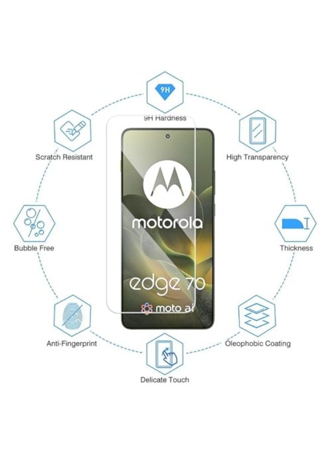 general [2+2 Pack] Compatible with Motorola Edge 70 2025 Screen Protector + Camera Lens Protector Tempered Glass, 9H Hardness Anti-scratch Anti-fingerprint Tempered Film for Moto Edge 70 - Image 2