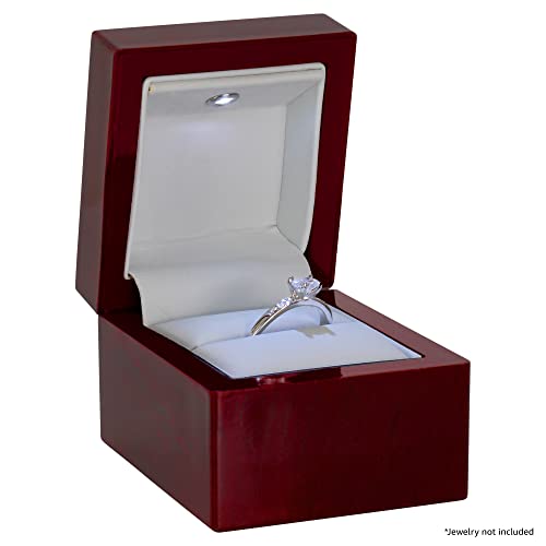Noble Pack Noble Luxury Ring Box with Light - Unique LED Engagement Ring Box for Proposal Ring or Special Occasions (Mahogany/Black Insert) - Image 2