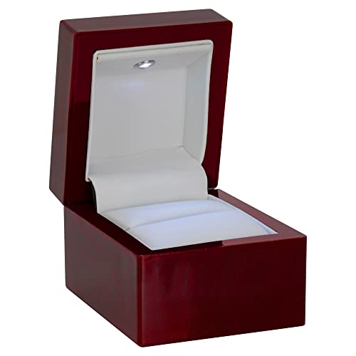 Noble Pack Noble Luxury Ring Box with Light - Unique LED Engagement Ring Box for Proposal Ring or Special Occasions (Mahogany/Black Insert) - Image 3