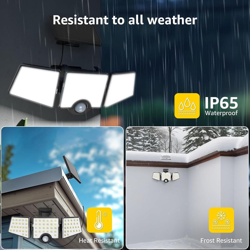 Lepro Solar Lights for Outside, WL5000 Motion Activated Security Lights, Separate Solar Panel, 3 Adjustable Head 270° Wide Lighting Angle, IP65 Waterproof Wall Lamp for Porch Yard Garage - Image 5