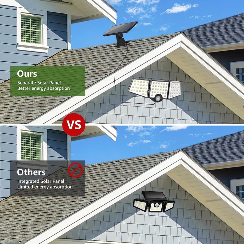 Lepro Solar Lights for Outside, WL5000 Motion Activated Security Lights, Separate Solar Panel, 3 Adjustable Head 270° Wide Lighting Angle, IP65 Waterproof Wall Lamp for Porch Yard Garage - Image 2