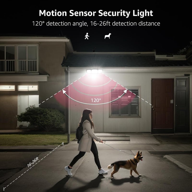 Lepro Solar Lights for Outside, WL5000 Motion Activated Security Lights, Separate Solar Panel, 3 Adjustable Head 270° Wide Lighting Angle, IP65 Waterproof Wall Lamp for Porch Yard Garage - Image 4