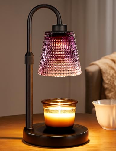 Innqoo Purple Candle Warmer Lamp with Timer, Dimmable Candle Warmer for Home Decor, Height Adjustable Candle Lamp for Jar Candles, Birthday Gifts for Women Mom, House Warming Gifts New Home - Image 1