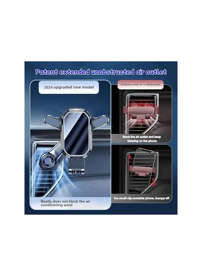 Green Tiger 360° Rotation Car Phone Holder for Air Vent, Mirror Fold Cradle with Long Metal Hook Clip, Universal Stand for iPhone/Huawei/Samsung/Xiaomi, Hands-Free Car Accessories, No Vent Obstruction - Image 3