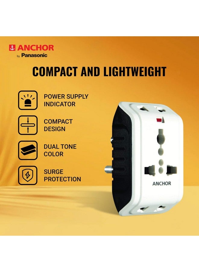 anchor by panasonic 22841 6A 3 Pin Multiplug Adaptor (White & Black, Pack of 2) - Image 3
