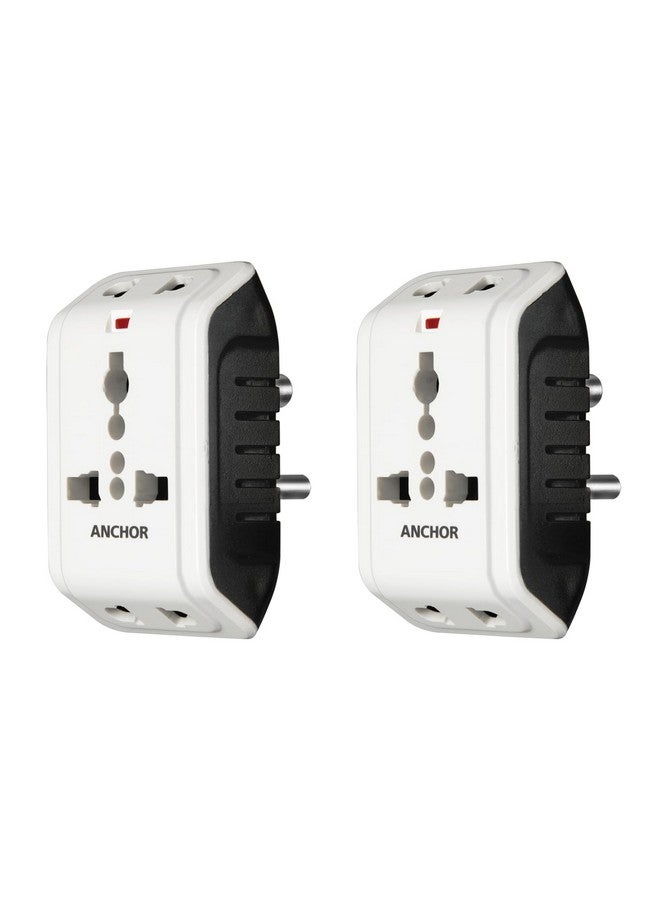 anchor by panasonic 22841 6A 3 Pin Multiplug Adaptor (White & Black, Pack of 2) - Image 1