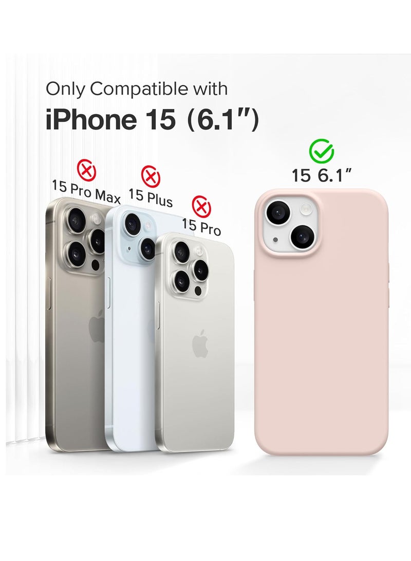 ELTRAZONE  5 in 1 for iPhone 15 Case Magnetic, Compatible with Magsafe, with 2X[Screen Protectors + Camera Lens Proctetors], Slim Full Body Case, Skin-Like Silicone Phone Case 6.1",Pink - Image 2
