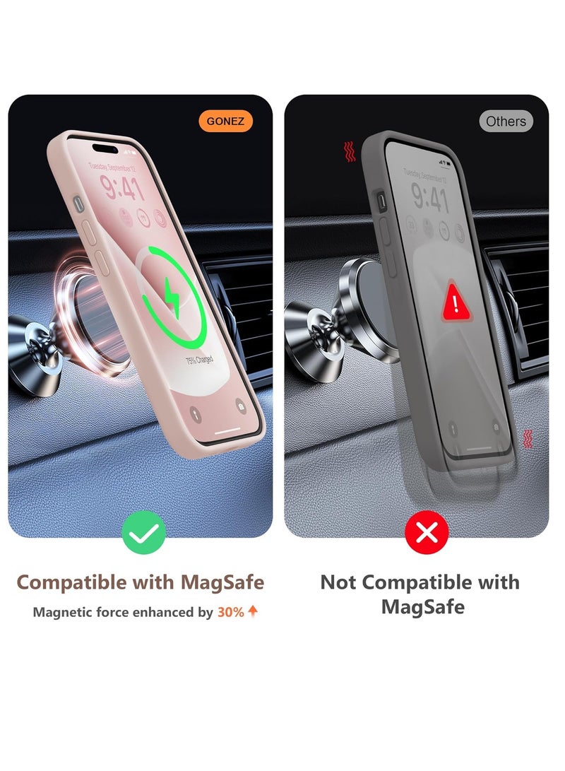 ELTRAZONE  5 in 1 for iPhone 15 Case Magnetic, Compatible with Magsafe, with 2X[Screen Protectors + Camera Lens Proctetors], Slim Full Body Case, Skin-Like Silicone Phone Case 6.1",Pink - Image 5