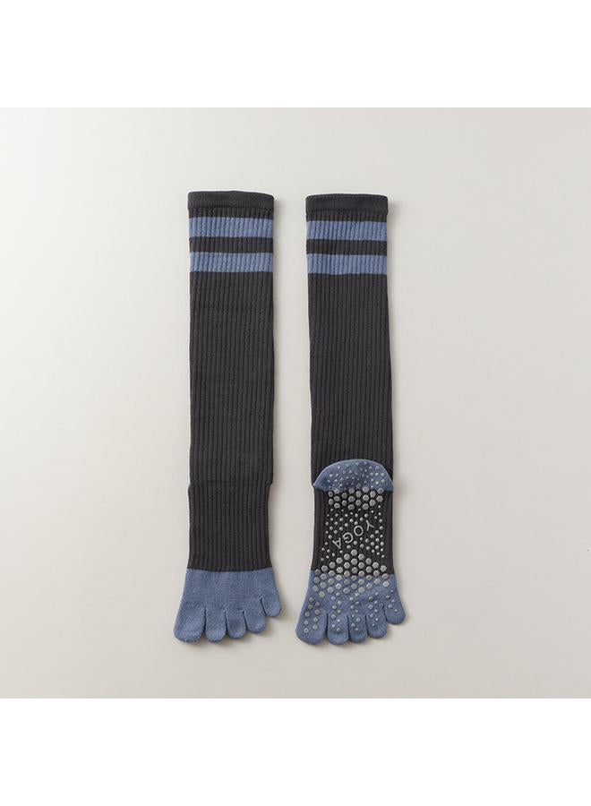Bluejw New Long-tube Yoga Socks Pressure Calf Socks Professional Non-slip Five-finger Pilates Autumn And Winter Fitness High-tube Toe Socks - Image 1