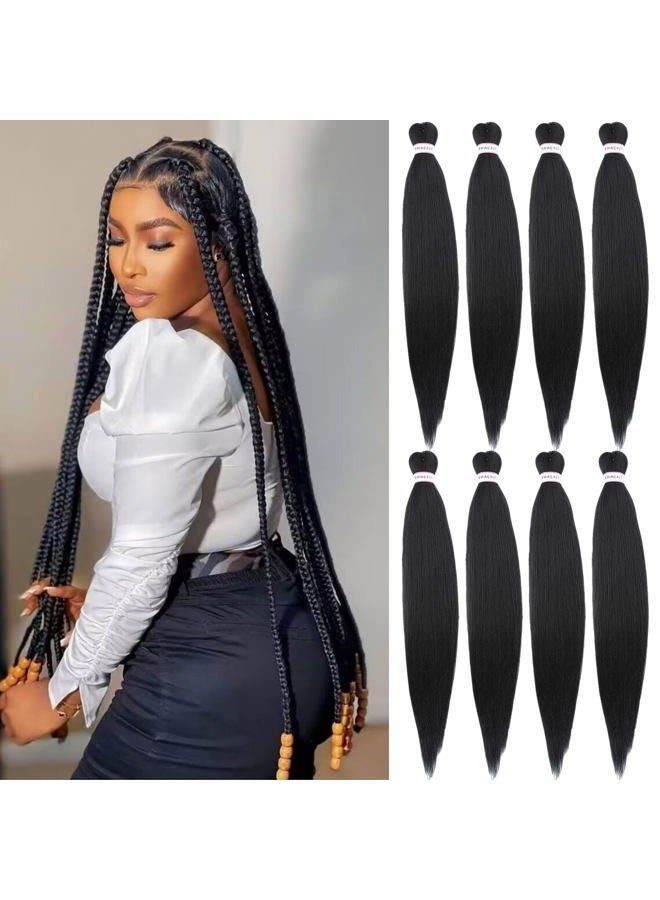 ATRAENTE Braiding Hair,26 Inch 8 Packs Long Pre Stretched Braiding Hair,Professional Synthetic Prestretched Crochet Braids Hair Extension,Itch Free Hot Water Setting Yaki Texture (26 Inch, 1B) - Image 1