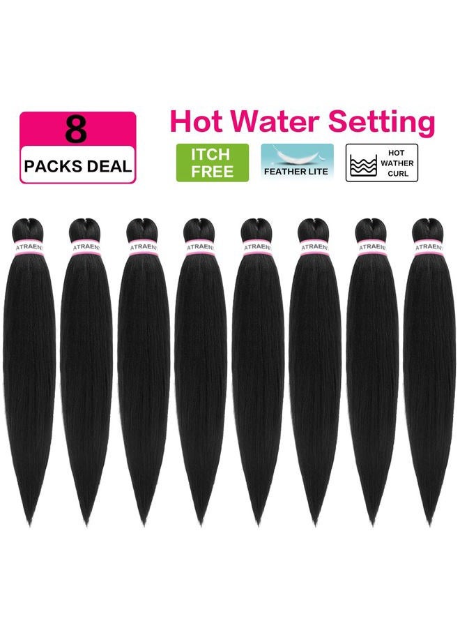 ATRAENTE Braiding Hair,26 Inch 8 Packs Long Pre Stretched Braiding Hair,Professional Synthetic Prestretched Crochet Braids Hair Extension,Itch Free Hot Water Setting Yaki Texture (26 Inch, 1B) - Image 3