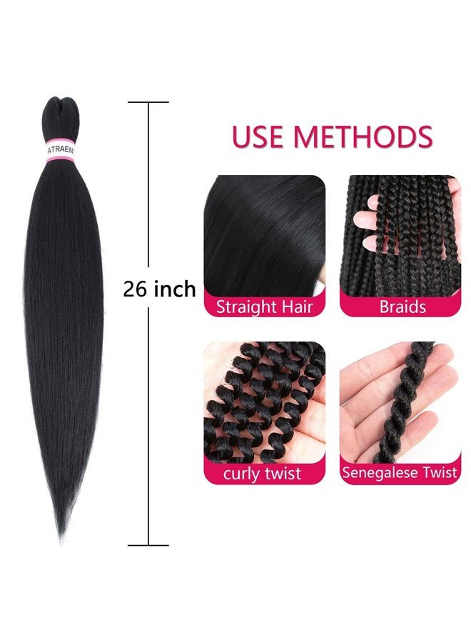 ATRAENTE Braiding Hair,26 Inch 8 Packs Long Pre Stretched Braiding Hair,Professional Synthetic Prestretched Crochet Braids Hair Extension,Itch Free Hot Water Setting Yaki Texture (26 Inch, 1B) - Image 5