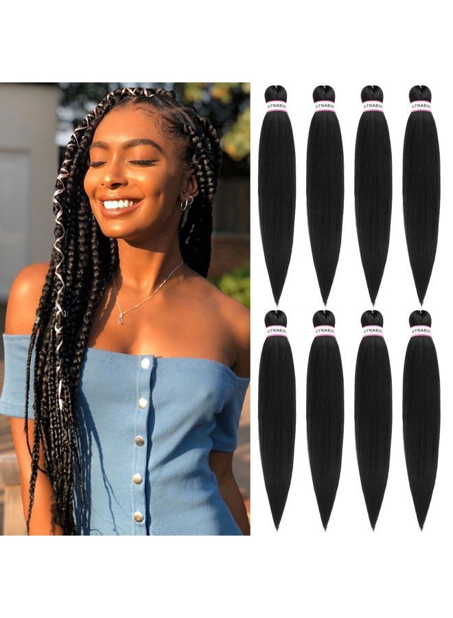 ATRAENTE Braiding Hair,26 Inch 8 Packs Long Pre Stretched Braiding Hair,Professional Synthetic Prestretched Crochet Braids Hair Extension,Itch Free Hot Water Setting Yaki Texture (26 Inch, 1B) - Image 2