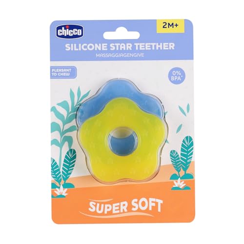 Chicco Teether Supersoft Star 2M+ 2Pc Blue + Yellow - Image 1