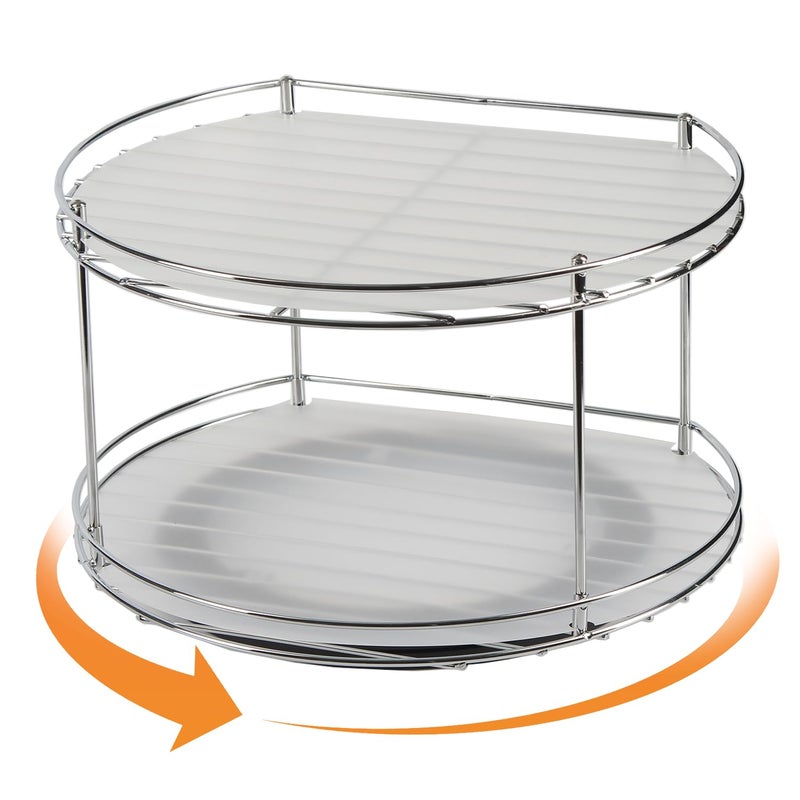 J JACKCUBE DESIGN 2 Tier Lazy Susan Turntable Cabinet Organizer  Rotating Spice Rack Storage Container  Medicine Storage Holder for Cabinets Pantry Fridge Countertops  MK533A