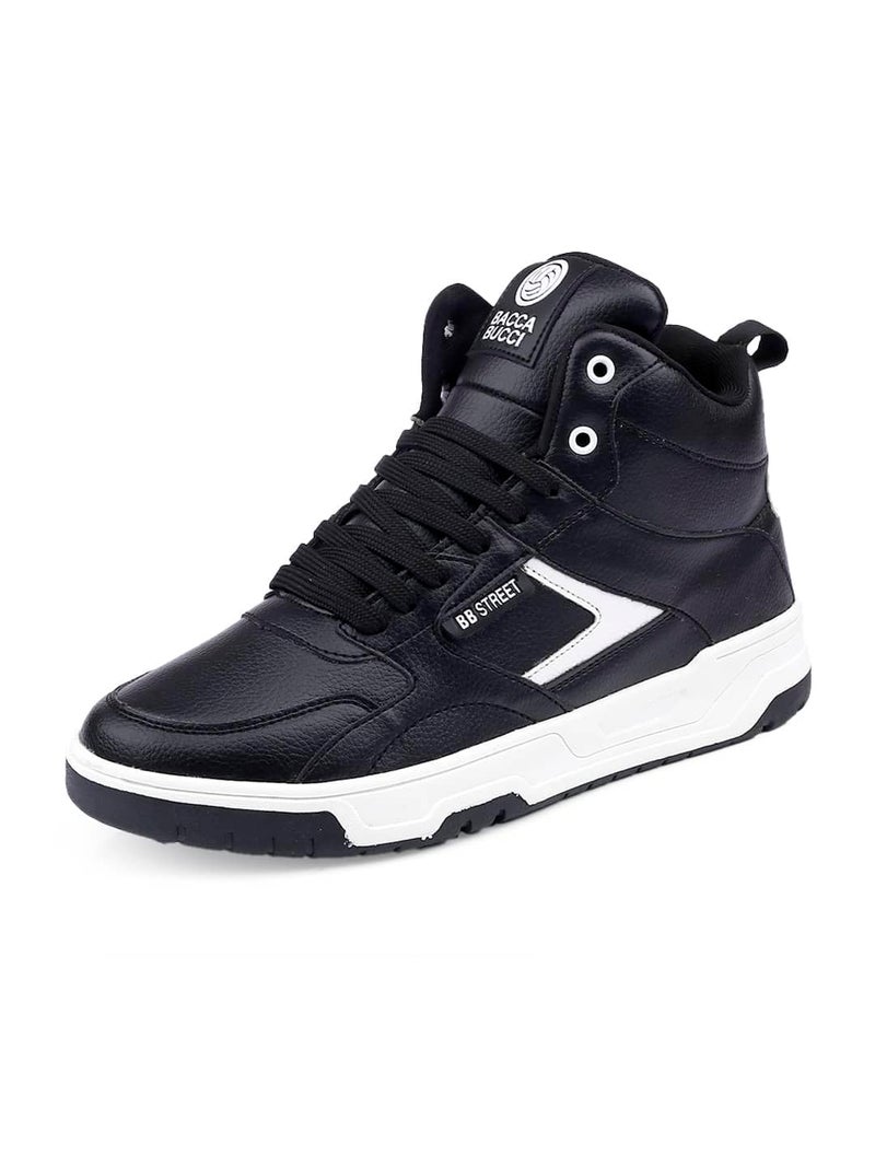 Bacca Bucci Cappuccino Skystompers: Retro High-Top Charm with Modern Comfort Tech (Black, 11) - Image 1
