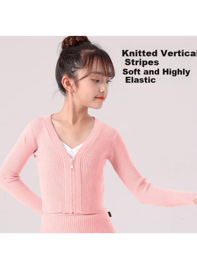 Zhiyouban Children's Dance Jacket Girls' Practice Knitted Sweater Autumn Winter Long Sleeve Warm Shawl Dancewear - Image 3