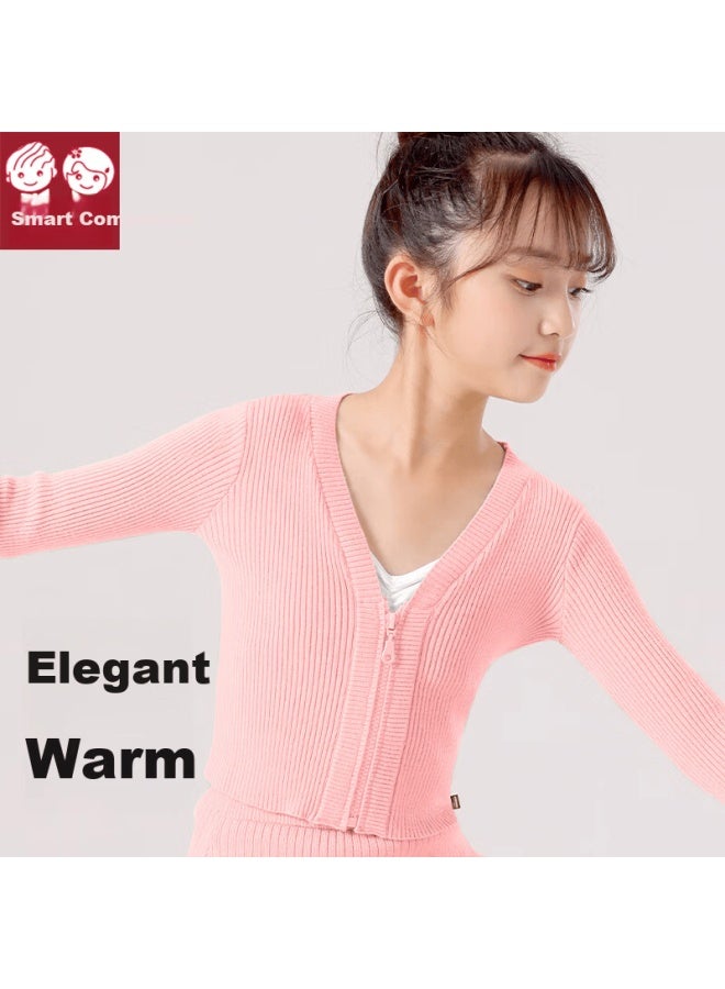 Zhiyouban Children's Dance Jacket Girls' Practice Knitted Sweater Autumn Winter Long Sleeve Warm Shawl Dancewear - Image 1