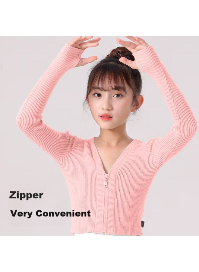 Zhiyouban Children's Dance Jacket Girls' Practice Knitted Sweater Autumn Winter Long Sleeve Warm Shawl Dancewear - Image 2