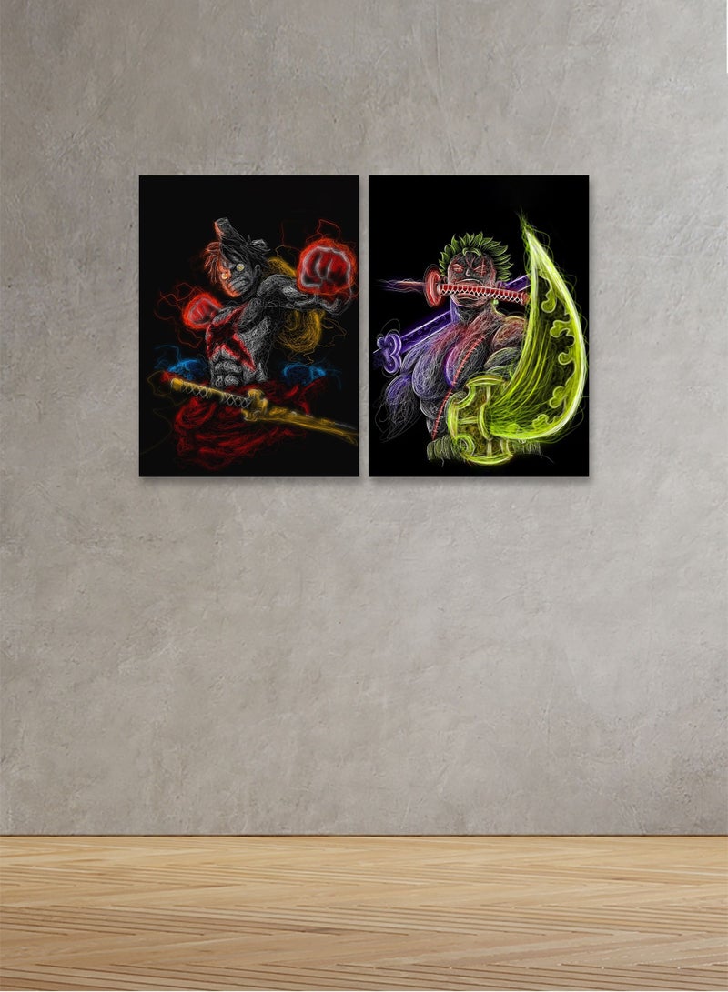 ماركتنا لوحة جدارية فنية لتزين الحائط  بتصميم أنمي, قطعتين ,القياس:80x60سم - Image 1