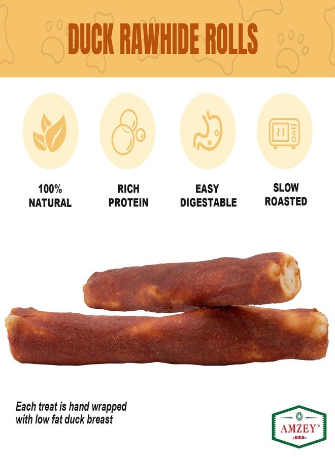 Amzey Collagen Treats for Dogs, 10" Rawhide Retriever Rolls Dog Chews Treats, Duck Wrapped Rawhide Bones Long-Lasting for Large Dogs 50lbs Up, All Natural Duck Basted Dog Rawhide Chews, 5 Count - Image 3