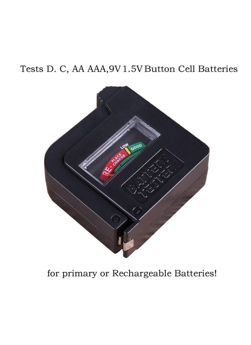 Generic - Battery Tester, Multi Purpose Household Battery Load Tester Checker, Universal Battery Checker Meter for AA/AAA/C/D/9V/1.5V Small Button Cell Batteries 12 V Lantern Cells & More (Black) - Image 1
