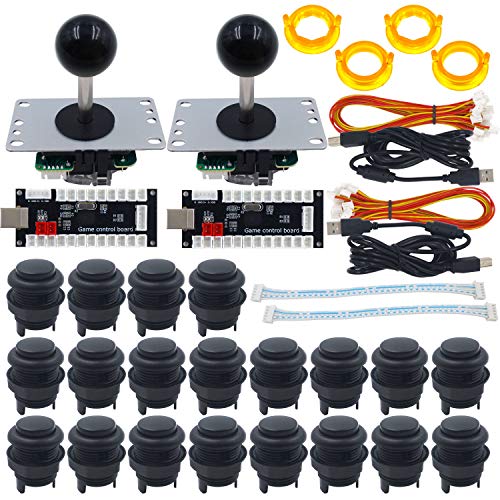 SJ@JX 2 Player Arcade Game DIY Kit Arcade Matt Frosted Black Button Twins USB Encoder Zero Delay 4&8 Way Arcade Fighting Joystick Controller for PC MAME Respberry Pi Retropie - Image 1