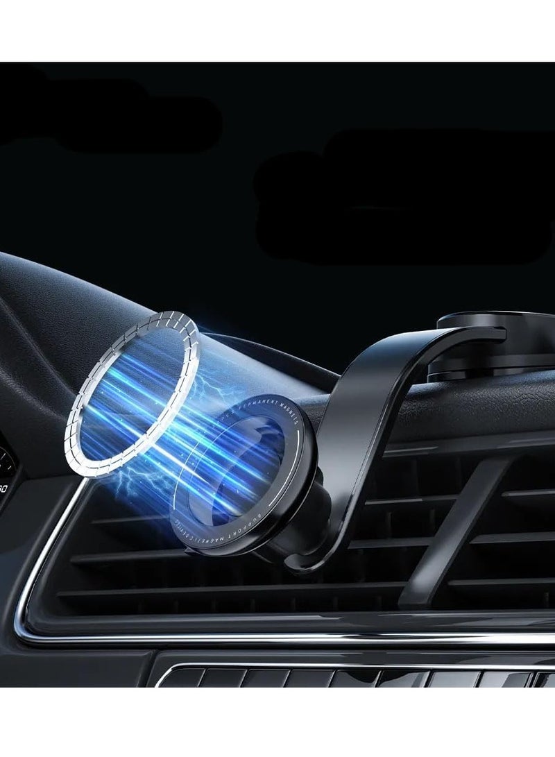 Magnetic Car Phone Mount, Dashboard Mount with Flexible Arm, 360-Degree Rotation, Adjustable Holder