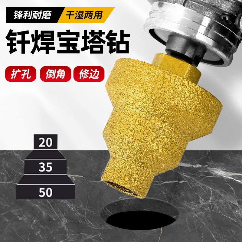 Brazed Diamond Step Drill Bit for Angle Grinder, M10 Shank, for Marble Tile Stone - Image 4