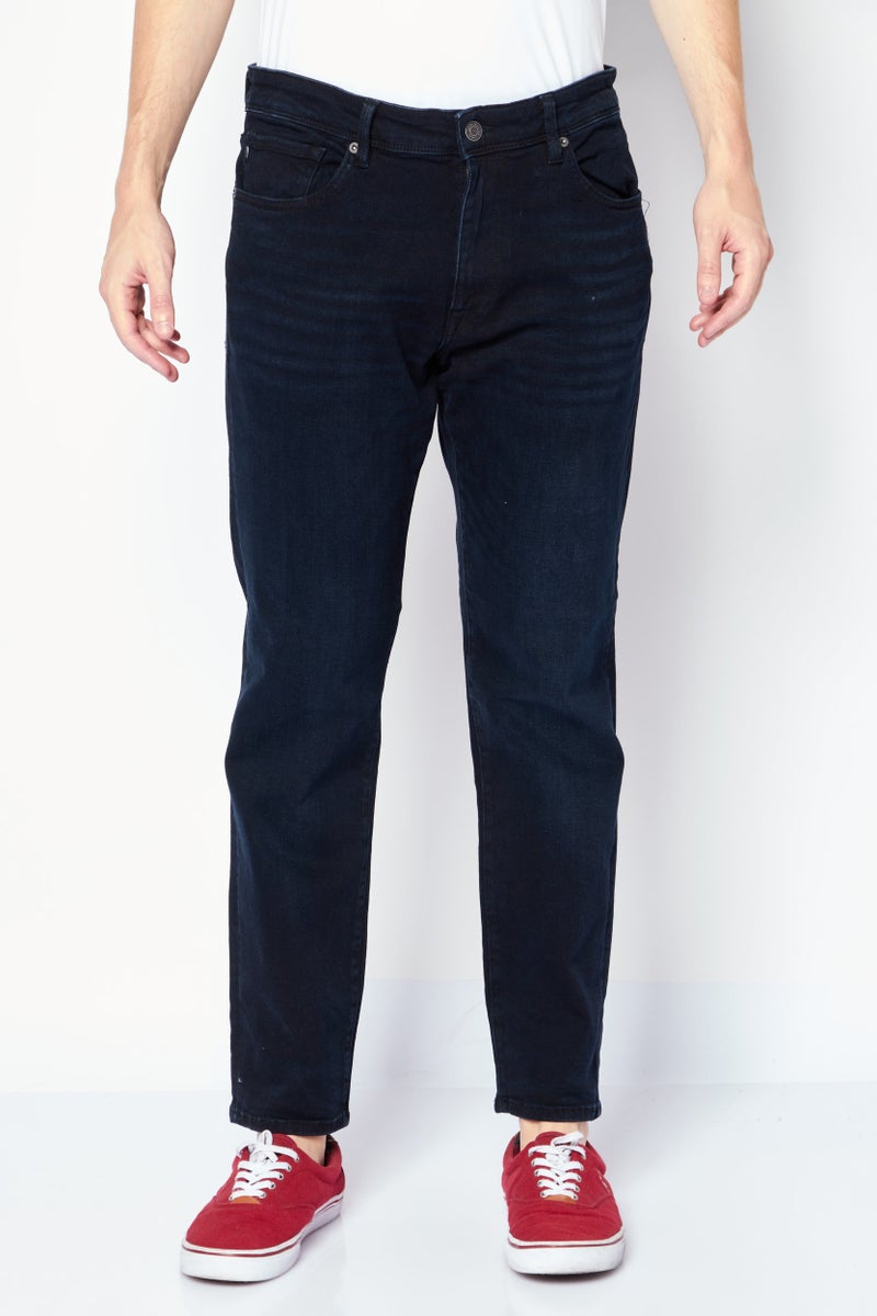 Selected Homme Men Straight Fit Washed Stretchable Jeans, Navy - Image 1